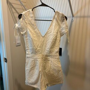 White Eyelet Lace Romper
